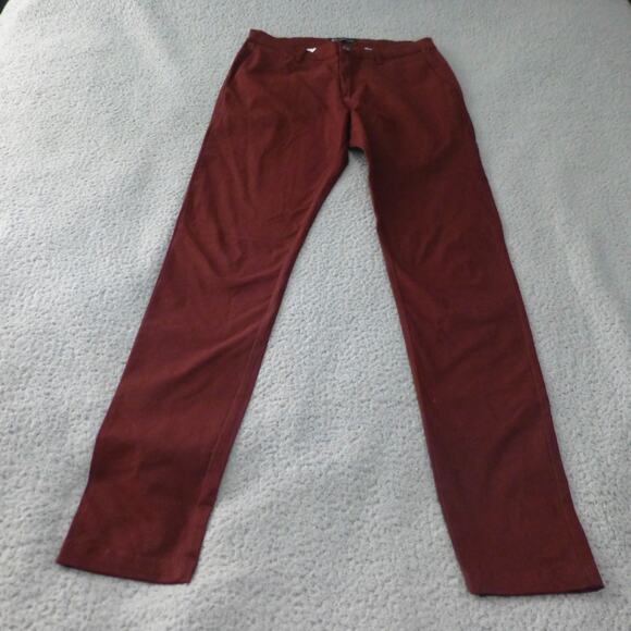 Tailored Athlete Pants Mens 32x34 Muscle Fit Chino Trousers Maroon Stretch - Picture 1 of 14